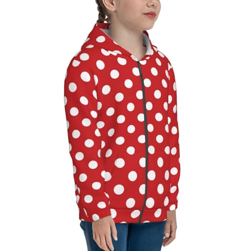 Red Polka Dot Kid Hoodies Boys Zip Up Sweatshirts Girls Pullover with Pocket4