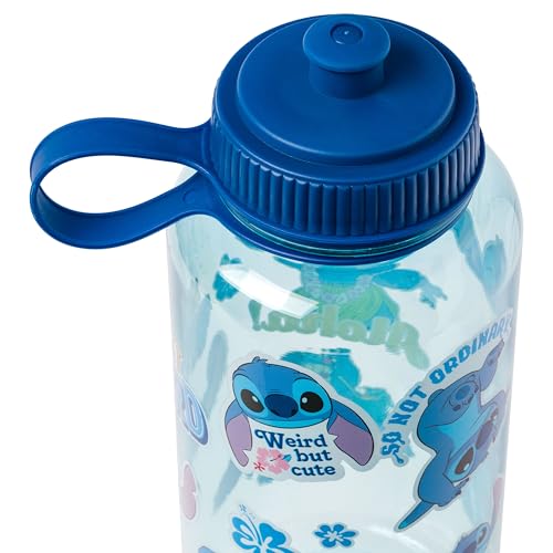 Image of Silver Buffalo Disney Lilo and Stitch Weird Cute Decals Big Sports Water Bottle, 33.8 Ounces
