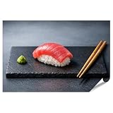 islandburner Premium Poster Frisches Sushi mit Thunfisch und Wasabi auf Steinplatte - Standard