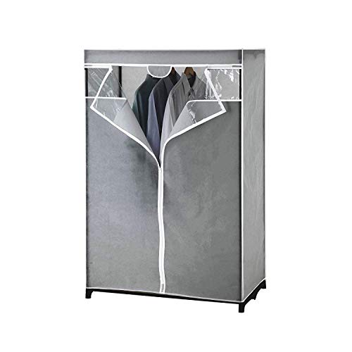 Type A Garment Rack Clear Cover Closet Organizer with Non-Woven Fabric Protective Cover with Durable Zipper Perfect for Storage in Your Bedroom Closet Basement Seasonal Wear Gray 61 in