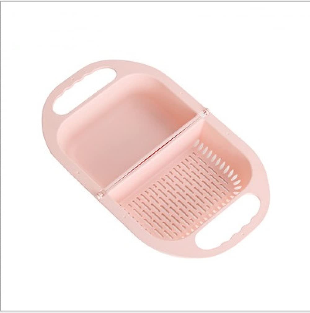 Bac de vidange pliable pour fruits et légumes, passoire, peu encombrant, rose