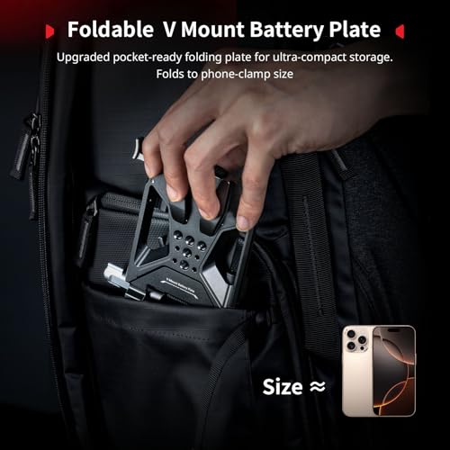 Image of SmallRig Foldable V Mount Battery Plate Kit Pro, w /QR Plate for Arca, LCD Screen Protection Bracket & Cable Clips, All-in One for Mirrorless /DSLR, for NEEWER V Mount Battery 5315
