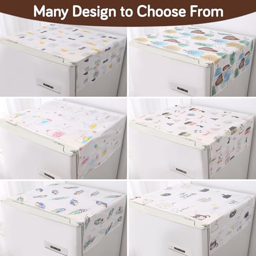 Image of HOKIPO Small Fridge Cover Top | For Smaller Single Door and Smaller Double Door Refrigerator - Waterproof, Printed with 6 Side Pockets, Size Small 130x55 cm, Nature Trees (AR-5875-D2)