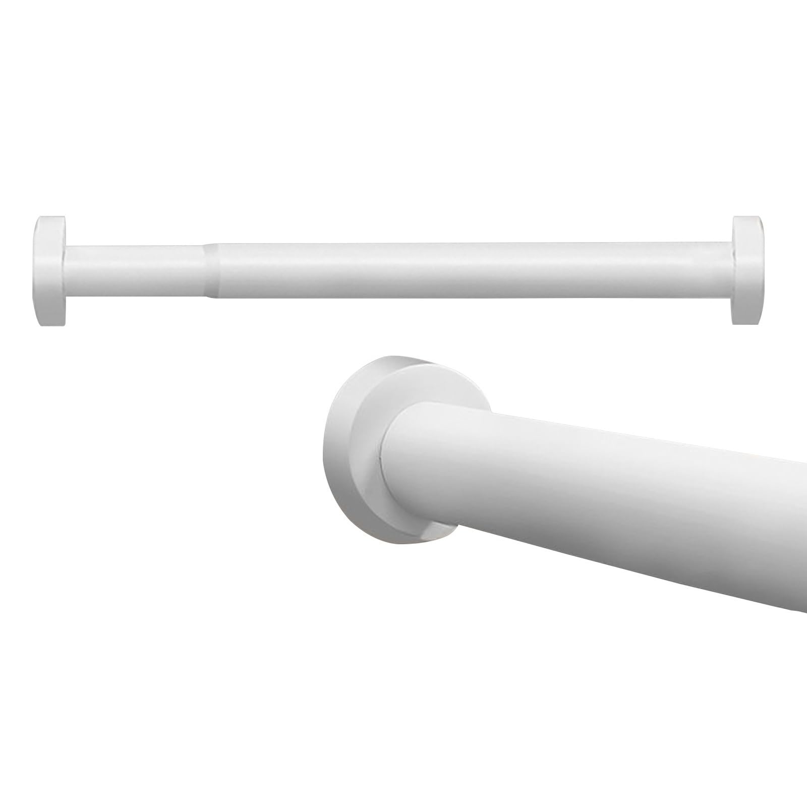 GLDYTVF Adjustable Telescopic Curtain Rod No Drilling Heavy-Duty 50-280 cm Shower Curtain Rod for Kitchen Bathroom Bedroom (White 150-280cm/4.9-9.1ft)