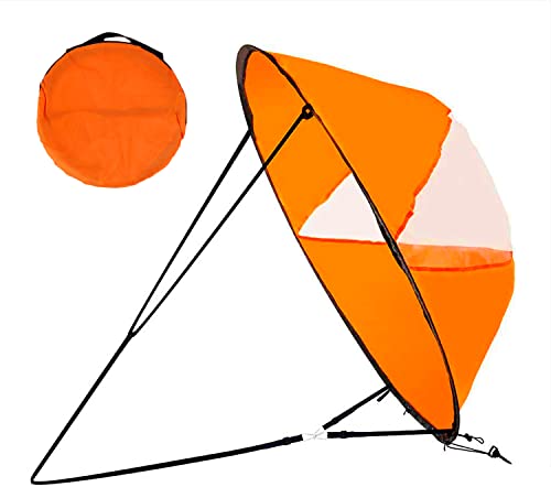Floving Vela a vento per kayak pop-up, Vela Downwind pieghevole, Canoe portatili a vela a vento lento, Kayak Sail, Kayak Canoe (Arancione)