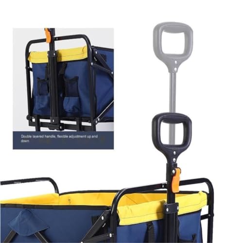 Outdoor-Trolley Campingwagen Outdoor Camp Field Hand Push Faltbarer Picknickwagen Zugstange Kleiner Anhänger Campingfahrzeugausrüstung Gartenwagen(Blue) – Bild 7