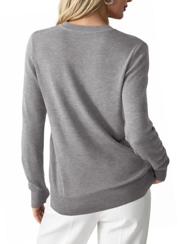 Image of GKBK Women's Wool Blend Sweaters 2026 Fall Fashion Lightweight Business Casual Outfits Long Sleeve Crew Neck Pullover Tops