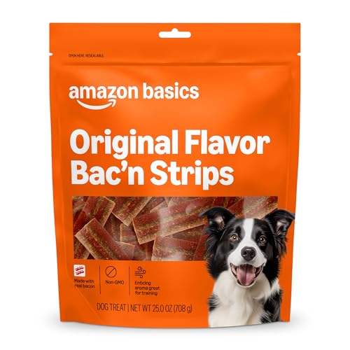 Amazon Basics Original Flavor Bacn Strips Dog Treats - 25 oz Bag
