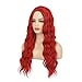 Beweig Long Curly Wavy Red Wig for Women Middle Part Costume Cosplay Wig Synthetic Hair Replacement Wig