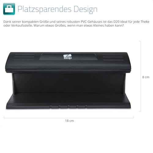 The ZZap D20 – Falschgeld Prüfer – UV-Erkennung mit einer 9-Watt-Long-Life-Glühbirne, ideal zum Überprüfen von Währung, offiziellen Artikeln und mehr