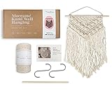 Bochiknot Macrame DIY Kit for Adults | Wall Hanging Pattern for Beginners | Arts & Crafts Knotting Box Incl. Macrame Single Stand Cotton Cord, Wooden Dowel, S-Hooks, Instruction Manual & Video Guide