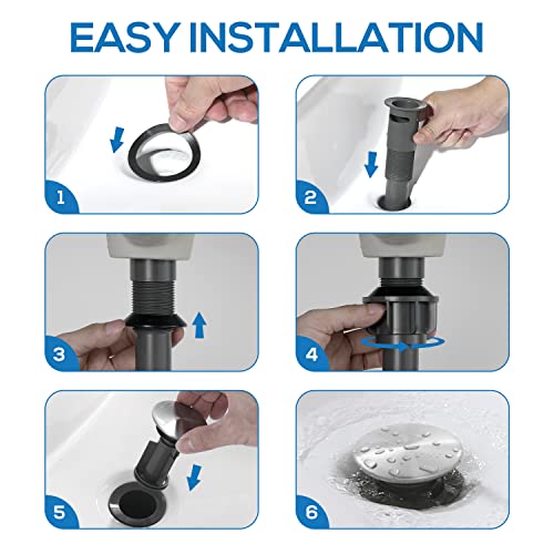 Pop Up Bathroom Sink Drain With Overflow Matte Black Pop Up Drain Stopper Vessel Sink Lavatory Vanity Anti Clog Leak Proofing #TOP5