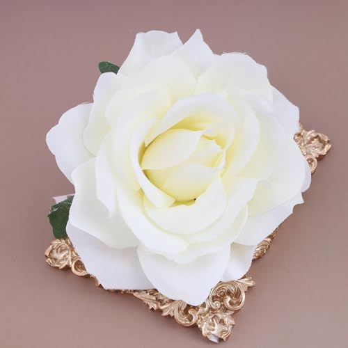 Broche para el cabello grande con flor roja, accesorio de cabeza con rosa roja, pinza floral grande, broche de flor rosa, pasador de novia, accesorio de joyería para mujer doble función miniatura 3