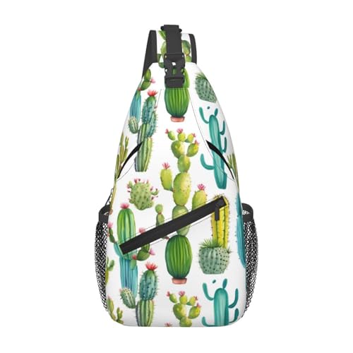 Mochila tipo sling con estampado de cactus negra miniatura 1