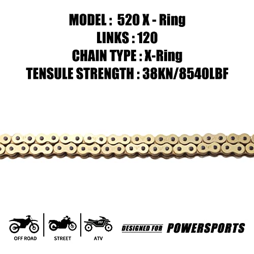 Mrelc Gold 520 X-Ring Chain + Chain Breaker,120Links With Connecting Master Link #TOP1