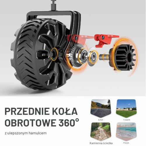 TIMBER RIDGE Wózek festiwalowy, 300 l, z hamulcami, składany wózek plażowy z tylną klapą, składany wózek 135 kg, zdejmowane szerokie koła i regulowany uchwyt, do użytku na zewnątrz, na kemping, do