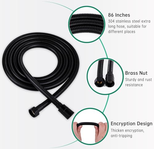 Image of Shower Enema System with 86 Inches Hose, Diverter, Water Control Valve for Men and Women Portable Cleaning, Enema Nozzle Kit Cleaner Attachment (Matte Black)