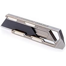 Exceed Designs TIRANT RAZOR-M 3.0 Magnetic Slide Stonewashed 6Al-4V Titanium Utility Knife & Pry Bar, EDC Knife, Box Cutter, MADE IN USA Silver Magnets/NO Clip