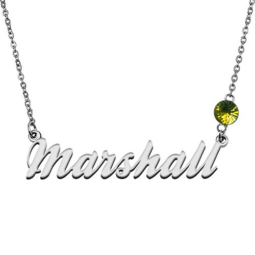 GR859C Personalized Charm Name Necklace with Birthstone for Best Friends Marshall