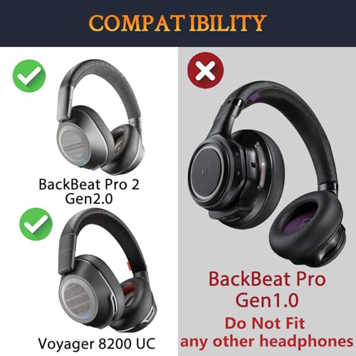 SOULWIT® Professionelle Ersatz Ohrpolster für Plantronics BackBeat Pro 2, Voyager 8200 UC Kopfhörer, Geräuschisolierung Memory Foam, Weicheres Proteinleder (Schwarz+Rot)