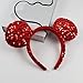 Batsysm 3D Mouse Ears Headband, Red Groom Ears Hairband with Full Sequins, Glittering Photography Headband Fashion Headwear for Women Girls (red ear HD)