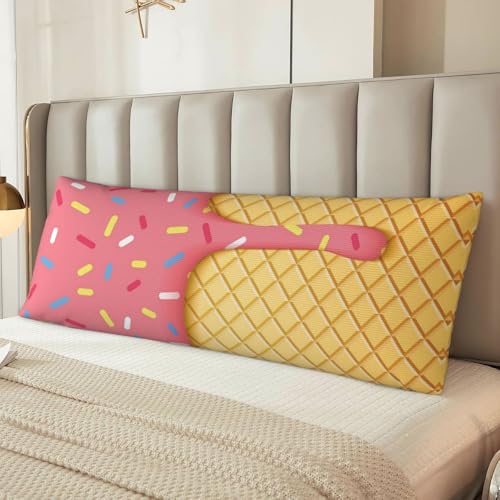 Taie d'oreiller longue gaufrée crème glacée microfibre douce