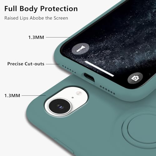 Coque iPhone 16e en silicone liquide doublure microfibre douce vert foncé - 4