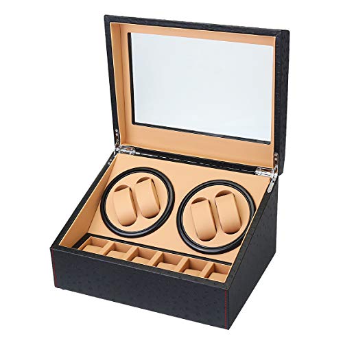 ExcLent Scatola Di Visualizzazione Dell'Orologio A Rotazione Automatica Winder Pu In Pelle