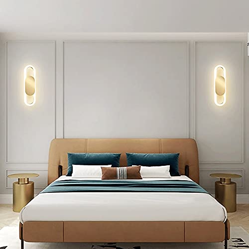 Aplique de pared LED moderno de anillo largo dorado y acrílico de 13W 3