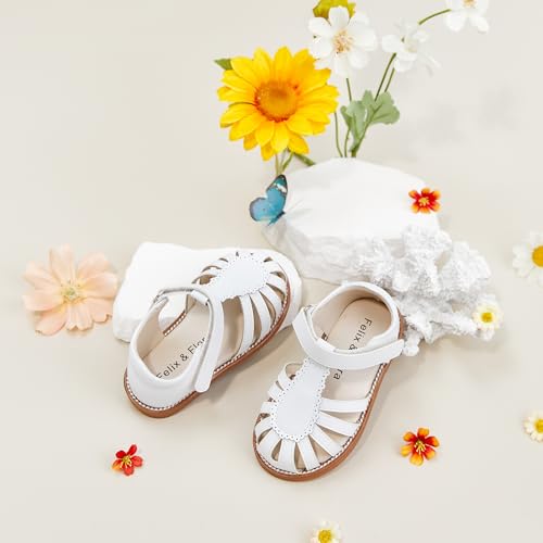 Image of Felix & Flora Toddler Girls Sandals Flower Girl Shoes Soft Rubber Princess Flat Shoes