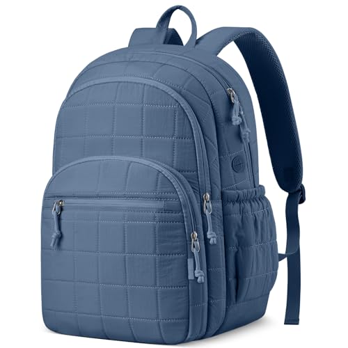 Image of kadilong Quilted Travel College Laptop Backpack for Women,Daypack Bookbag for School Teen Girls Mochilas Mujer,InkBlue