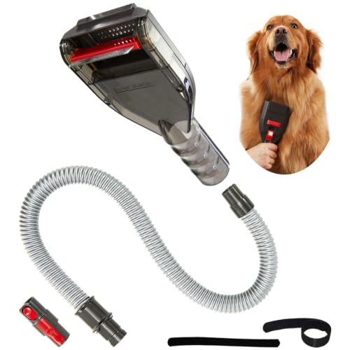 Kodahome Dog Hair Vacuum Attachment for Dyson Cordless Upright Vac Groom Tool Pet Shedding Brush for V6 V7 V8 V10 V11 V15 DC41 DC65 UP13-UP30 Animal Grooming Kit with Long Extension Hose Adapter