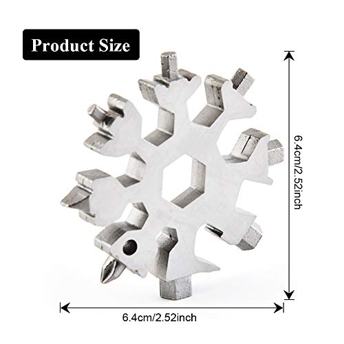 18-in-1 Snowflake Multi-Tool, Stainless Steel Snowflake Wrench, Portable Snowflake Tool Card Bottle Opener Snowflake Screwdriver for Christmas Gift，Silver