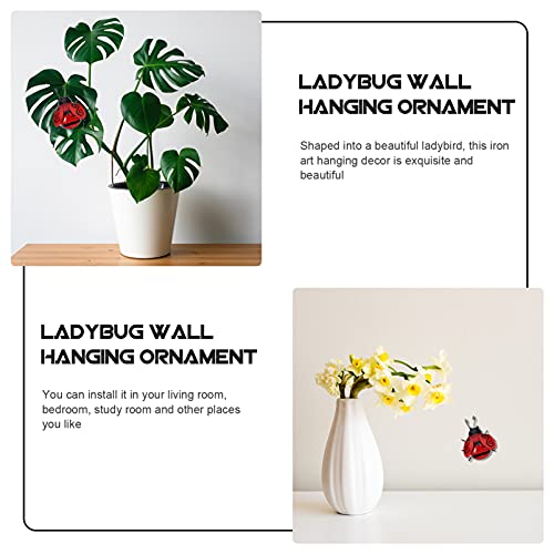 Nuobesty Botanical Decor Ladybug Ornament Metal Animal Garden Ladybug Metal Hanging Wall Art Garden Wall Sculptures 3D Decoration For Room Outdoor Garden Botanical Decor Garden Animal Figurine #TOP4