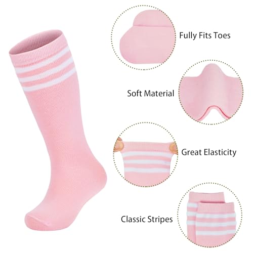 Zando Knee High Tube Socks Kids Soccer Socks Three Thin Stripes Tube Sport Socks for Youth Boys Girls2