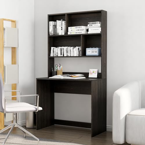Image of Bniture Wooden Study Table for Home | Engineered Wood Study Table with Book Shelf | Multi Purpose Computer Desk for Writing & Study | Laptop Table for Study Room, Office & Workstation | Flower Wenge