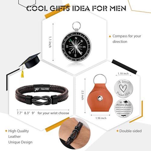 Inspirational Gifts for Men Morse Code Bracelets Mens Bracelets Graduation Gifts for Him Fathers Day Adjustable Leather Bracelet Motivational Birthday Annivesary Jewelry Stocking Stuffers for Men