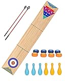 JstFrU Portable Indoor Shuffleboard Table Game, Curling Game and Bowling Game 3 in 1 Board Game Set,