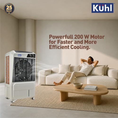 Image of KUHL Brizo DC-105-16 Portable Desert Air Cooler|200W| 105L Capacity| 16 inch Blades| Honeycomb Cooling Pads for long-lasting Cooling| Powerful Air Delivery| 1350 RPM | 32ft Air Throw| Inverter Compatible
