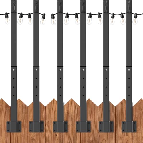 AILBTON 4 Pack Suspension Outdoor String Light Poles for Outside String Lights Hanging,with Clip and Holder,Light Post Mounting Stand for Patio Fence Wall Garden Backyard Deck