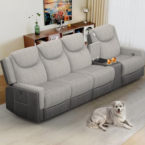 Dresegmt 4 Seat Recliner Sofa, Manual Recliner Couch with Storage