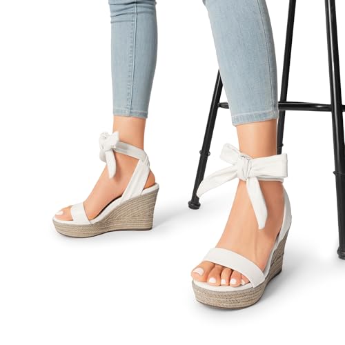 Image of DREAM PAIRS Women's Espadrille Wedge Sandals | Espadrilles wedges tie lace up sandals,Ankle strap platform dressy shoes,Comfortable open toe sandals
