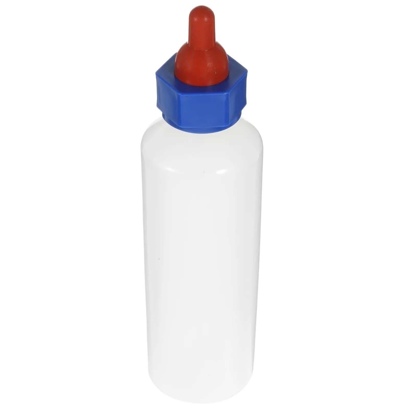Biberon per agnelli, Biberon for agnello, vitello, capra, 500 ml, in plastica bianca, con tettarella in silicone