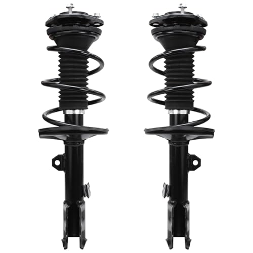 Image of Detroit Axle - Front 4pc Steering Knuckles Kit for 09-13 Toyota Corolla, 11-13 Matrix, 2 Steering Knuckles & Wheel Bearing Hubs 2 Struts w /Coil Spring 2009 2010 2011 2012 2013 Replacement Suspension