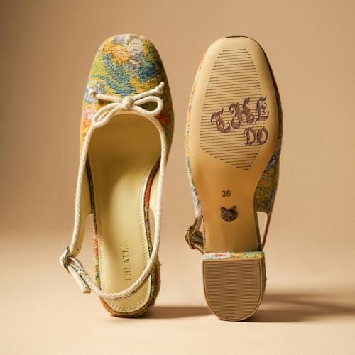 Image of Theater Women Doris Slingback Block Heels | Bow Detail Round Toe Sandals | Stylish & Comfortable for Casual, Office & Semi-Formal Wear