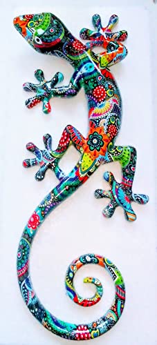 IDELLIA Salamandre Rouge Noire Jaune Multicolore en RÉSINE Grand MODÈLE 41 CM