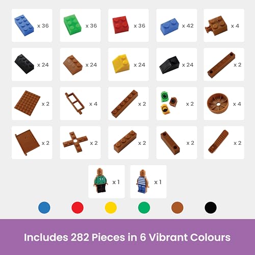 Image of Imagine Bricks - 282 Multicolour Interlocking Blocks, Building Blocks Construction Set for Boys & Girls, Boost Imagination & Fine Motor Skills, 6+ Years
