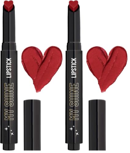 Image of Swiss Beauty My Shine Creamy Lipstick with Vitamin E | Long Lasting Lipstick with Shiny finish | Shade- Stricker Red, 1.5gm (Pack of 2)