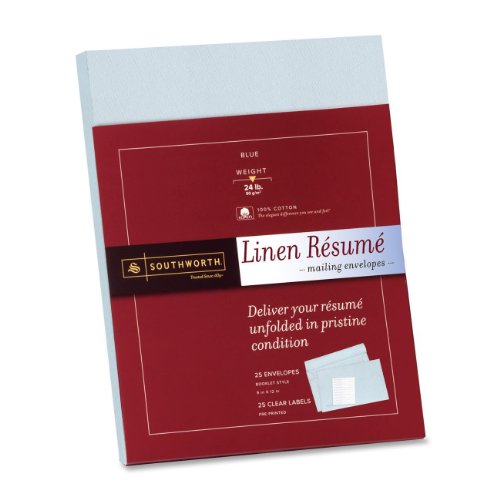 Southworth 9 x 12 Linen Résumé Envelopes, Blue, 24 Pounds, 25 Count (RF#9QLN)