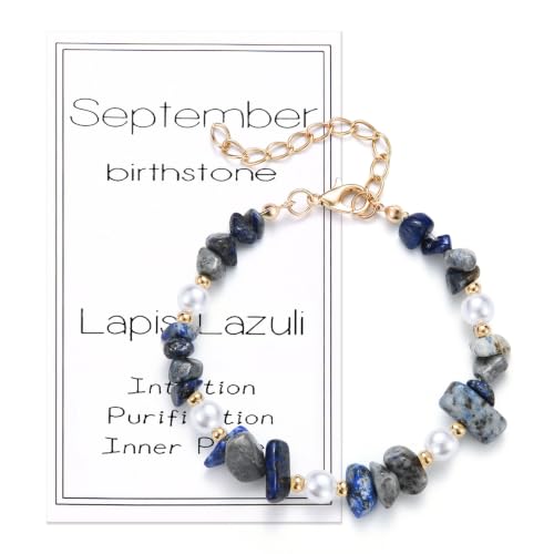 Bracelet en perles naturelles authentiques et pierre de naissance de septembre